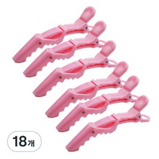 Moneyfull 彩色鱷魚嘴美髮夾 6件組, 粉紅色, 18個