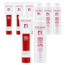 폴톤 BBQ 크림 150ml + 옥시던트 6% 산화제 150ml 세트, 5GN 새치를 위한 갈색, 4개