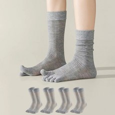 두발로 여성용 시스루 발가락 장목 양말 4켤레