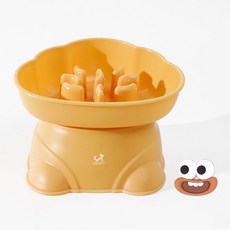 딩동펫 반려동물 구르밍 슬로우 보울 식기, 옐로우, 1개