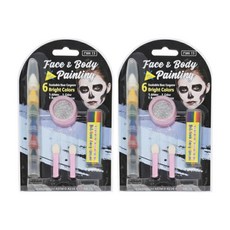 Lucky Art 蠟藝 彩虹條亮粉多節6色人體彩繪組合包 含彩虹條+金蔥粉+棉棒, 60g, 6色