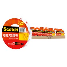 3M Scotch 超強力雙面膠帶, 18mmx5yd, 黏性更強, 適用於厚紙板黏貼 美工用途, 透明色, 10個