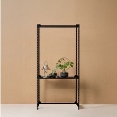 아임랙 녹방지 화분선반 슬림랙 + ㄷ자 보강대 세트 600 x 300 x 1200 mm, 무드블랙, 2단