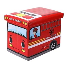 卡通玩具收納箱, 40 x 25 x 30cm, 紅色消防車, 1個