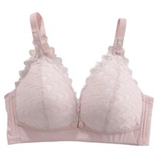 香草甜心 前開式蕾絲透氣薄墊無鋼圈哺乳內衣, 36, 粉色