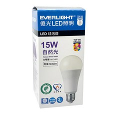 EVERLIGHT 億光 LED 球泡燈 15W E27 100-240V, 自然光, 1個
