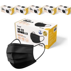 서가 3중 구조 일회용 마스크 대형, 50개입, 6개, 블랙