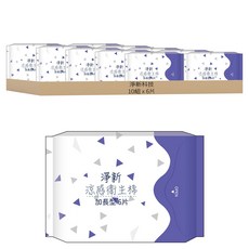 淨新科技 涼感透氣超薄夜用加長衛生棉 護翼型, 33cm, 6片, 10組