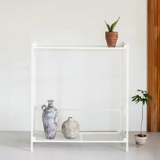 아임랙 녹방지 철제 화분선반 슬림랙 800 x 300 x 900 mm + 휨방지 보강대 2p + ㄷ자 보강대 세트, 크림화이트, 2단