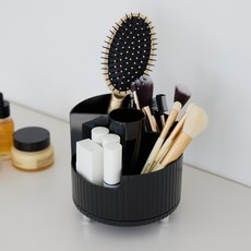 메이크마인 화장대 보관함 화장품 정리함 회전 브러쉬 정리대 수납정리함 향수트레이 A타입, 1개, 블랙