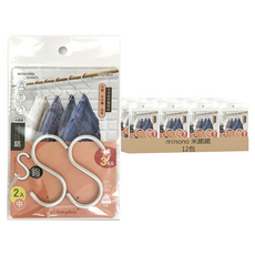 minono 米諾諾 鋁S鉤中 8.5 x 4 x 0.5cm 2入, 銀色, 12包