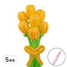 셈퍼텍스 요술풍선 데이지 튤립 꽃다발 만들기 + 손펌프 세트, 망고, 5세트