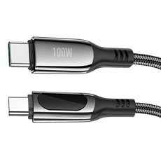 hoco. 浩酷 Type-C to Type-C 100W至尊屏顯充電數據線 S51, 1個, 黑色, 1.2m