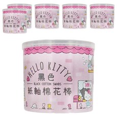 Hello Kitty 凱蒂貓 黑色紙軸棉花棒, 300支, 6個