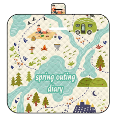 加厚加大可手提牛津布野餐墊, 自然之旅 多色, 1個