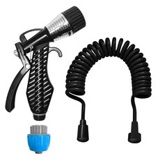 World Clean 多用途2in1陽臺浴室清潔噴槍 + 5m螺旋水管組, 1套, 深黑色
