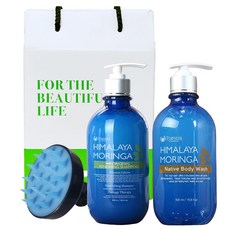 Pogonia 辣木洗髮精 500ml+沐浴乳 500ml+頭皮泡沫刷禮盒組, 1組