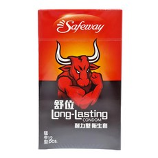 Safeway 猛牛 耐力型保險套 闊度52mm, 12件, 1盒