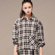 applepink 格紋外口袋襯衫式外套 S115