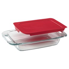 Corelle Brands 康寧餐具 Snapware Pyrex 含蓋式長方形烤盤 紅色 1.9L, 28cm, 1個