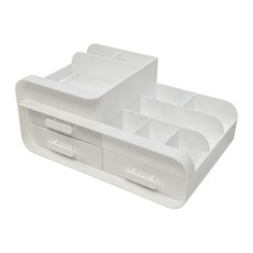 桌上化妝品收納整理盒 大, 白色, 1個