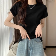 엘쏘 여성용 통기성 슬림핏 숏슬리브 반팔 티셔츠