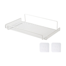 Home of flowers 繁花之家 鐵製壁掛置物架 附無痕掛鉤 2個, 白色, 1層