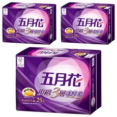 五月花 頂級蓬厚柔抽取衛生紙 3層 玫瑰果油 100抽, 24包, 3袋