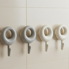 Logro 多用途免鑽孔黏貼式掛鉤 2種 x 2入組, 灰色, 象牙白, 2套