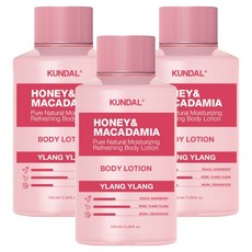 쿤달 허니 앤 마카다미아 퓨어 바디로션 미니어처 일랑일랑향, 100ml, 3개