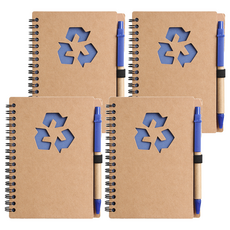 Artvill 再生原子筆筆記本 12.5 x 15.5 cm 70頁, 藍色, 4個