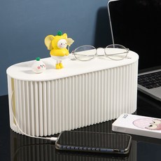 GOODIE FOODIE 摩登羅紋雙開口插座理線盒, 淡奶茶色, 1個