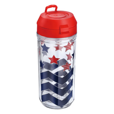 THERMOS 膳魔師 雙層輕水瓶 TP4108系列 530ml 星星條紋, 星星條紋 紅色 + 藍色 + 透明色, 1個