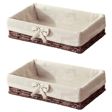 Block Mart 藤編淺籃, 深棕色, 2個