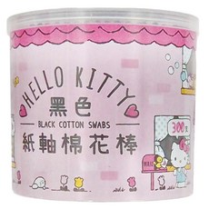 Hello Kitty 凱蒂貓 黑色紙軸棉花棒, 300支, 2個