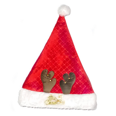 摩達客 耶誕派對小棕鹿角方格紋絨布聖誕帽, 紅色 + 白色 + 棕色, 1組
