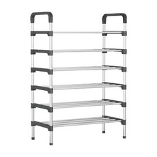 組裝鋼管鞋架, 四層/六層, 鋼管/環保PP加厚接口, 黑色, 1個