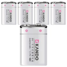 Kando 方型USB充電式鋰電池 UM-9V 5個 3420mAh大容量