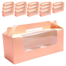 3入馬芬包裝盒, 粉紅色, 15個