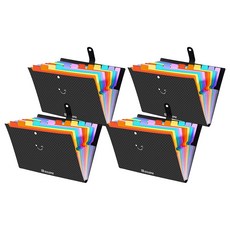 Rota 13格彩虹便攜式風琴夾, 黑色, 4個