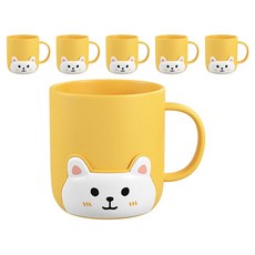 더자카 컬러풀 고양이 양치컵, 옐로, 6개