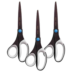 WESTCOTT 鈦銳利不沾黏剪刀 No.15885 8吋, 人性化曲線握柄, 細長刀刃設計, 軸心環採用專業級螺紋設計, 3支