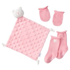 Fees BEBE 安撫巾禮盒 安撫巾 + 短襪 + 手套, 粉色, 1組