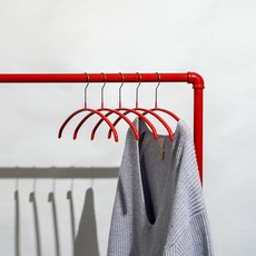 MAWA 防滑衣架經濟半弧形衣架, 紅色, 5個
