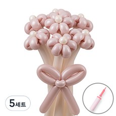 Sempertex 魔術氣球 雛菊 鬱金香 花束製作 + 手動打氣筒 套組, 5套, 暮光玫瑰