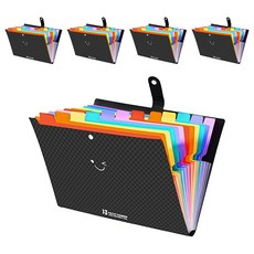 Rota 13格彩虹便攜式風琴夾, 黑色, 5個