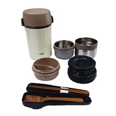 THERMOS 膳魔師 保溫便當盒組 TKLF-1200F 附收納袋 奶油白色, 1組