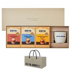 EDIYA COFFEE 拿鐵禮盒 + 提袋, 1套, 拿鐵3種 + 馬克杯 + 提袋