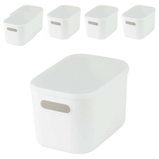 MUJI 無印良品 軟質收納盒 半 附蓋, 白色, 6個