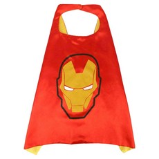 愛北鼻 男童款英雄系列 萬聖節披風變裝 雙層披風, 鋼鐵人 紅色 + 黃色, 70 x 90cm